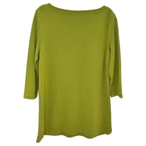 J Jill Tunic Top Women’s Large Green 3/4 Sleeve Boat Neck Shirt Ponte Stretch - Picture 4 of 10